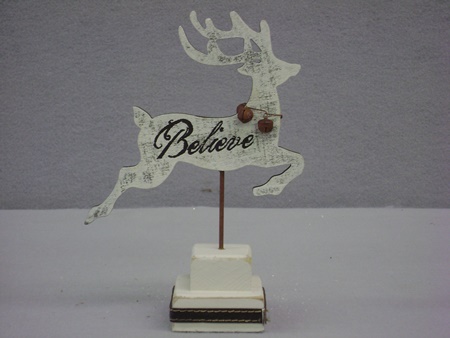 KK-52851A White Believe Reindeer on Spindle
